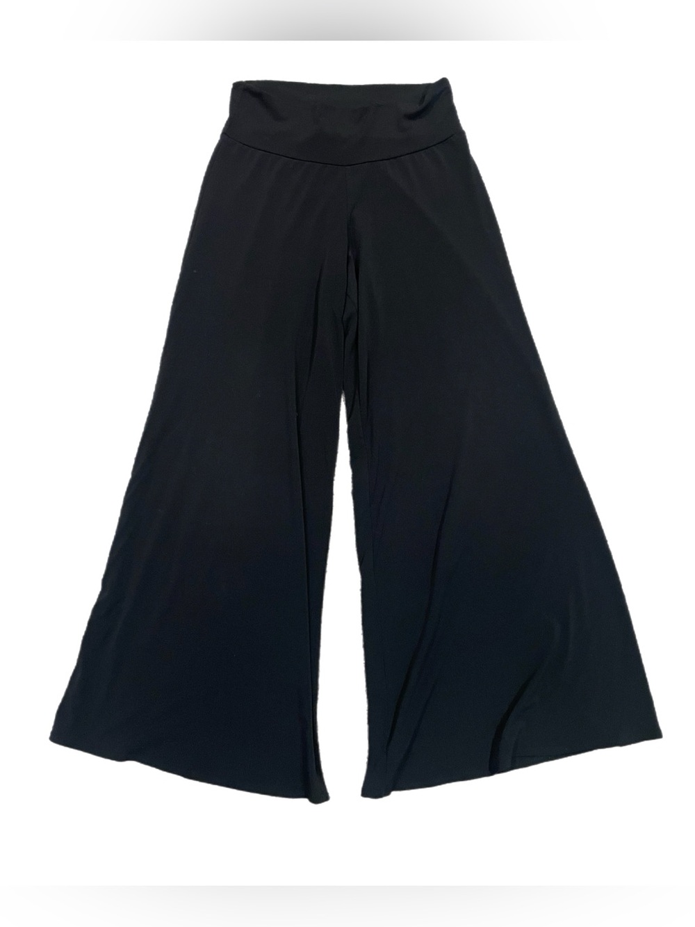 Clara Sun Woo Palazzo Pants Black Culottes Wide Leg Travel Office Capsule Knit M